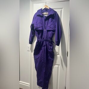 Vintage white stag Purple ski Jumpsuit with belt sz 8 EUC